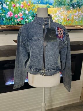 Unbranded Washed Denim Bomber Jacket in Blue